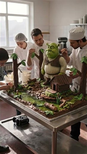 Pastel de Shrek que parece REAL #cakedesign #satisfying