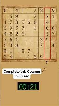 Puzzle - 60 sec challenge #Sudoku #braintest