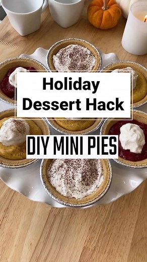 Mini #holiday #pies using Keebler’s ready-to-eat mini pie crusts! So many ways to use ‘em, including no-bake pumpkin pies. Full #recipe link in bio, plus a couple other pie ideas!