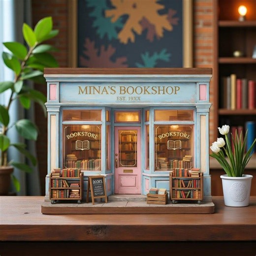 Personalized Bookstore Wooden Block Decor, Custom Book Shop Storefront Shelf Accent, Mini Library Display, Reading Lover Gift - Etsy