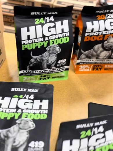 5 out of 5 stars from Dog Food Advisor. Earned, not given. Bully Max 24/14 High Protein & Growth Puppy Food is built for one job: turning puppies into powerful adult dogs. Meat-first protein from real lamb and pork. Balanced fat for controlled growth. Zero junk. Fortified with TruMune, a research-backed postbiotic shown to support gut health, immune strength, and higher energy output. Over 425 studies. Over 120 peer-reviewed publications. Real results. No artificial colors. No artificial flavors