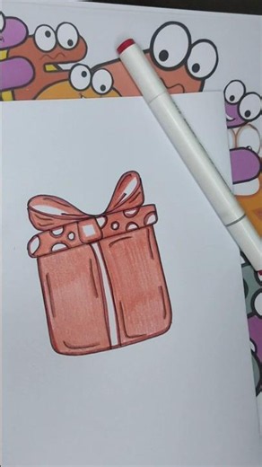 How to draw gift box||drawing a glossy gift box#drawing #art #easydrawing #shorts