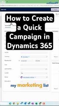 How to Create a Quick Campaign in Dynamics 365 #Dynamics365