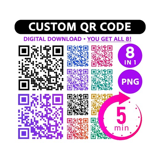 FAST Custom QR Code PNG | Includes All 8 Colors + 4 Styles (digital Download) - Etsy