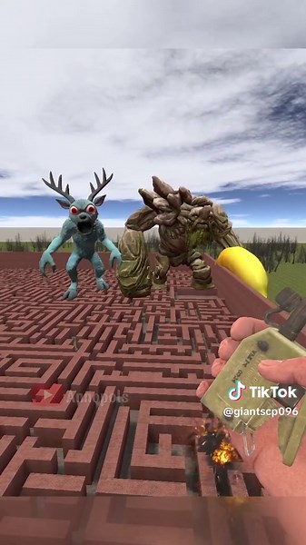 Giant Cursed deer vs Golem in Maze #gmod #garrysmod #scp096 #nextbots #gaming