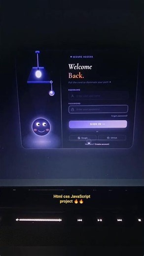 Amazing Lamp Login Form 💡 | HTML, CSS & JavaScript Project #shorts