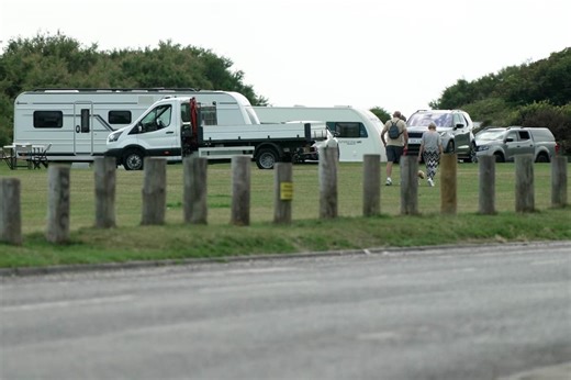 Travellers in West Sussex: Photos show caravans at Goring Gap