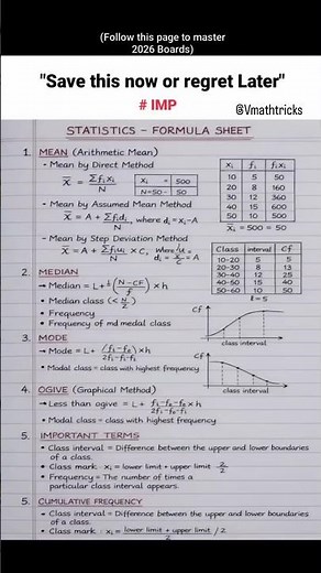 statistics formula sheet everyone should know this 📝📚#basicmaths #mathformula #studynotes #formula