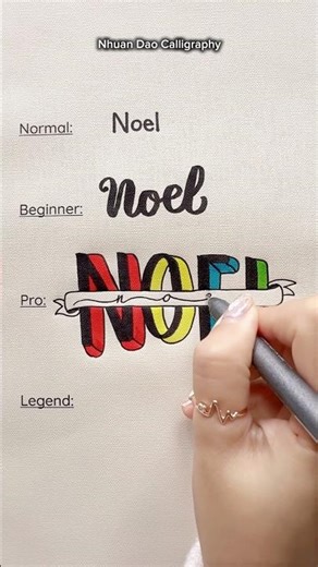 Normal, Beginner, Pro, or Legend? Write Noel with me #nhuandaocalligraphy #lettering #shorts