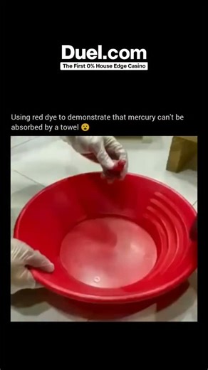How Things Look on Instagram: "In a fascinating science demonstration, a researcher used red dye to show why mercury cannot be absorbed by a towel. When a drop of mercury was placed on the towel, it rolled around like a bead of metal rather than soaking in, completely unaffected by the fabric. The red dye, however, easily stained the towel, highlighting the stark difference between how liquids behave depending on their molecular structure. Mercury is a dense, cohesive liquid metal whose atoms st
