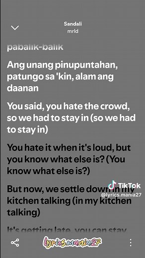 Sandali by Mrld #fyp #fypシ゚viral #lyricsmania #foryou #foryoupage
