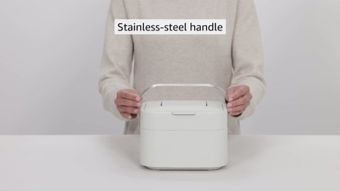 Joseph Joseph Stack Kitchen Food Intelligent Waste Compost Caddy Recycling Bin with Odor Filter, 4 Litre / 1 Gallon - Stone