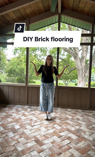 Herringbone Brick Screen Porch Makeover