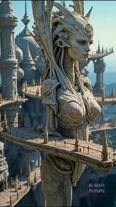 115K views · 86K reactions | Eolith, Year 5720 The temples still breathe. Their towers hum with the memory of those who turned to stone — keepers of form, sculptors of time. When one ascends, the body folds into silence… and drifts away as a floating shard of eternity. #scifiworld #timekeepers #timetemple #alienbeauty | ai.scifi.future | Facebook