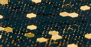 Abstract Illuminated Hexagonal Pattern with Bokeh Effects in Dark Background