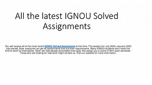 IGNOU Solved Assignment
