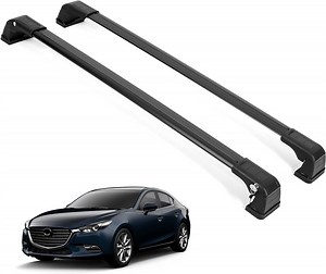 Erkul Heavy Duty 220 lbs Roof Rack Cross Bars for Mazda 6 2010-2022 | Aluminum Crossbars with Anti Theft Lock for Rooftop | Compatible with Fixed Points Roofs - Black