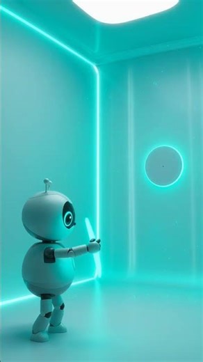 Robot Boomerang Training Loop - Neon Cyan Futuristic Animation