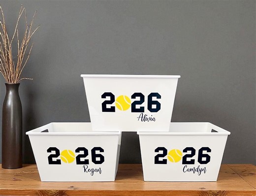 Personalized Sports Sport Graduation Gift Basket - Tennis Senior 2026 Grad - Name Team - Decoration Bin - Etsy
