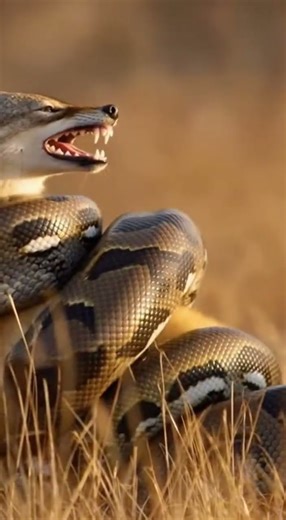 Will the python manage to swallow the jackal? Epic wildlife showdown #wildlife #nature #animals