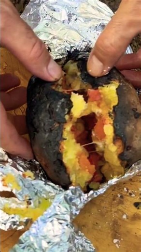 Cooking potatoes in Camping Campfire by Camp Skills Metod