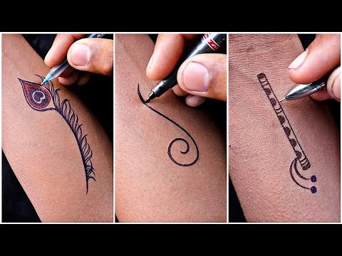 New morpankh, tribal & Krishna with flute tattoo designs || tattoo art video