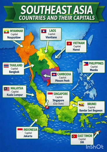 Southeast Asia Countries & Capitals | Static GK 2026 📚#StaticGK #SoutheastAsia #GK2026 #GeographyGK