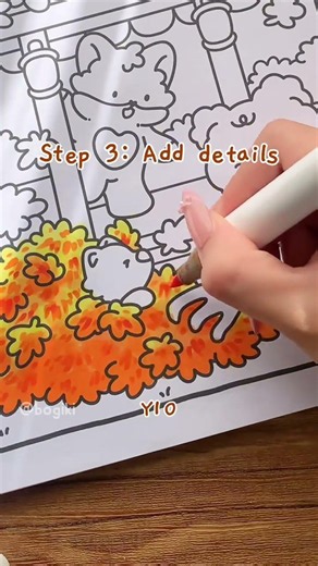 Bogiki | How to Color Fall Bushes #bogiki #bogikicoloring #coloringbook