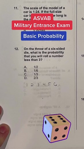 Rolling a die for probability #ASVAB #asvabprep #math #learnontiktok #probability