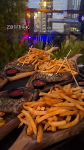 Steak dinner with a view. Stay tuned for our pre fix igloo communal dinner packages coming in November. . . #rooftopdining #230fifthrooftop #nycrooftops #nycviews #steakfrites #steakdinner #nycrooftops | 230 Fifth: Best Heated Rooftop Bar/Club/Restaurant In NYC
