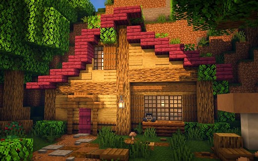 【建筑教程】带你建造一个山腰小屋！