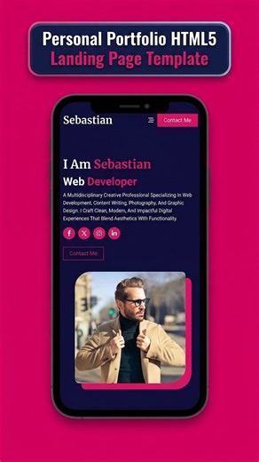 🎨 Personal Portfolio Website Template | Sebastian Mobile Showcase