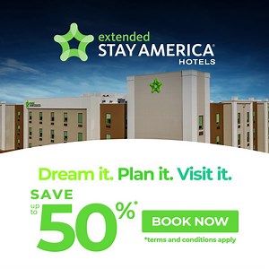 13K views · 91 reactions | Get up to 50% off your booking this spring! Choose from 650+ locations, each with spacious suites, fully equipped kitchens, and free wi-fi. Dream it. Plan it. Visit it. | Extended Stay America | Facebook
