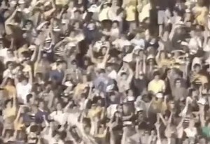 🏈🎺On November 20, 1982 “The Play” occurred during a game between the Stanford Cardinals and California Golden Bears in front of 75,662 fans at California Memorial Stadium. Stanford took a 20–19 lead on a field goal with 4 seconds left. The Golden Bears used 5 lateral passes on the ensuing kickoff return to score the winning touchdown and earn a 25–20 victory. Believing that the game was over, members of the Stanford Band came onto the field midway through the return, which added to the confusi