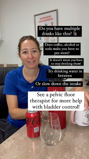 Do you have multiple drinks at once like this? Does coffee, alcohol or soda make you have to pee more often? You don't have to give up all the drinks! Try these tips: 🥤drink slower 🥛drink water in between 🍹drink a smaller amount of each Coffee, alcohol and soda can be bladder irritants, but I think there are many things we can do to improve your bladder function before telling you not to drink these things. Want to know more? You can learn more ways to decrease bladder leakage in my free blad