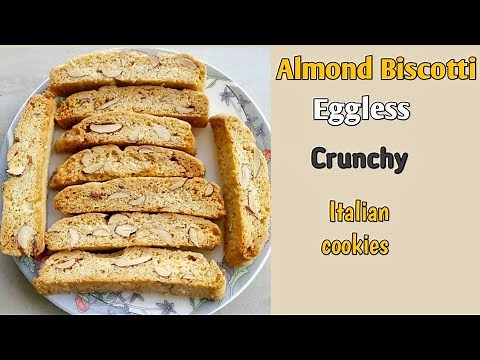 Almond Biscotti-How to make Eggless Crunchy Almond biscotti Italian cookies