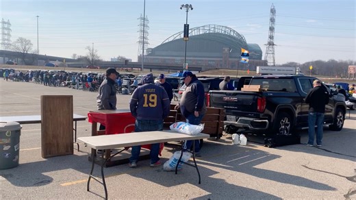 Lots open and Brewers fans set up for early tailgating