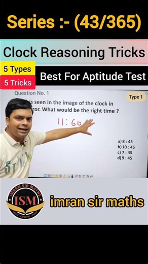 Clock Reasoning Tricks | Reasoning Tricks | Maths Tricks | imran sir maths #shorts