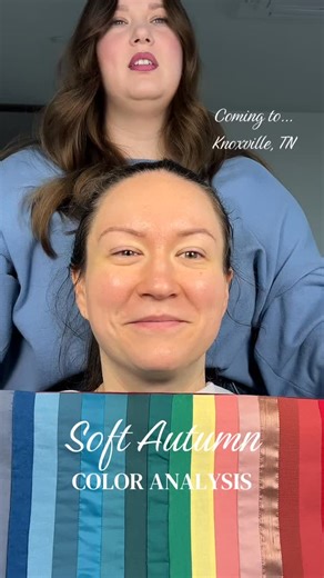 Julia Savoie • Color Analysis Consultant 🎨 on Instagram: "It had been a MINUTE since I had a Soft Autumn! So I was so excited to have this lovely lady in my chair ☺️ The soft colors of the Soft Autumn palette truly bring all of her best features to life ❤️ Did you know black is not in most peoples palettes?! If it’s not in your palette, I will help you find your better than black colors! #coloranalysis #coloranalyst #softautumn #syracuse #knoxville"
