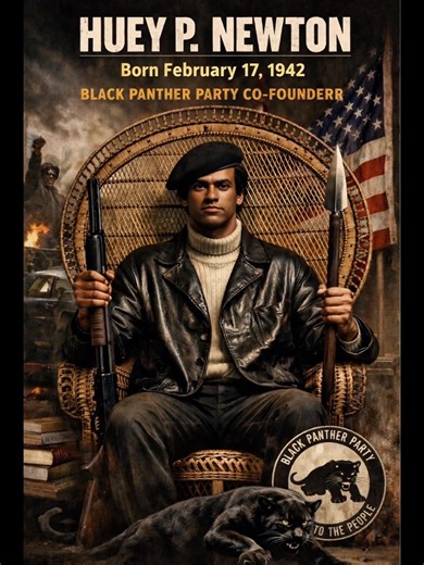 Huey P. Newton was born February 17, 1942, and became a powerful voice for justice and community empowerment. As co-founder of the Black Panther Party, he helped organize programs that provided free breakfast for children and community health support. His leadership challenged systemic inequality and inspired political education across the nation. His legacy remains an important chapter in American history. • • • • • #Blacksin #TheresaMerrittWatson #msocialmg #blacksinhistory #HueyPNewton