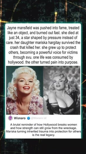 Jayne mansfield was pushed into fame, treated like an object and burned out fast she died at just 34