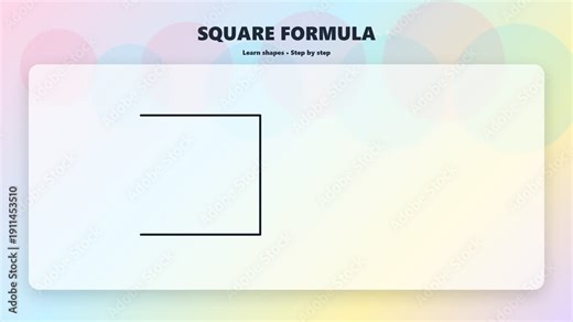 Square Geometry Basics 4K, Animated lesson explaining square properties area and perimeter concepts