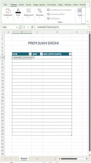 Excel me Random DOB kaise generate kare 🤯 #excel @premsukhsirohi