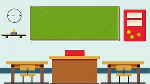 Classroom scene flat 4k animation video, motion graphics with background.