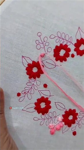 Easy Satin Stitch Design Hand Embroidery Tutorial 🌸 #shorts #art #handbroidery #embroidery