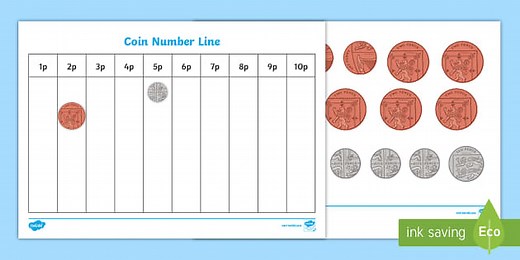 Coin Number Line Cut Out Activity