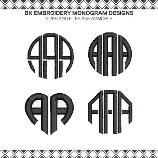 BX Embroidery Monogram Designs, Modern Fishtail Monogram Machine Embroidery Font - Etsy