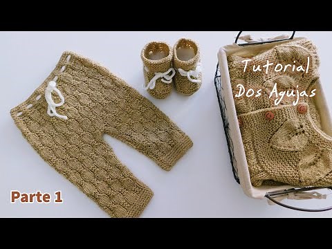 Como tejer un Pantalón para bebe a Dos Agujas, Palitos, Tricot. Ajuar tejido. Parte 1