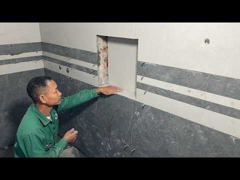 Construction Bathroom Wall With Ceramic Tiles