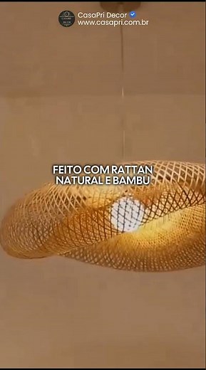 Luminária Pendente em Rattan e Bambu